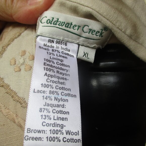 Coldwater Creek Embroidered Embellished Cotton Jacket XL - Picture 3 of 7